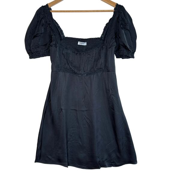Rumored Napa Valley Mini Dress Lace Puff Sleeves Black Large Whimsigoth - Picture 1 of 12